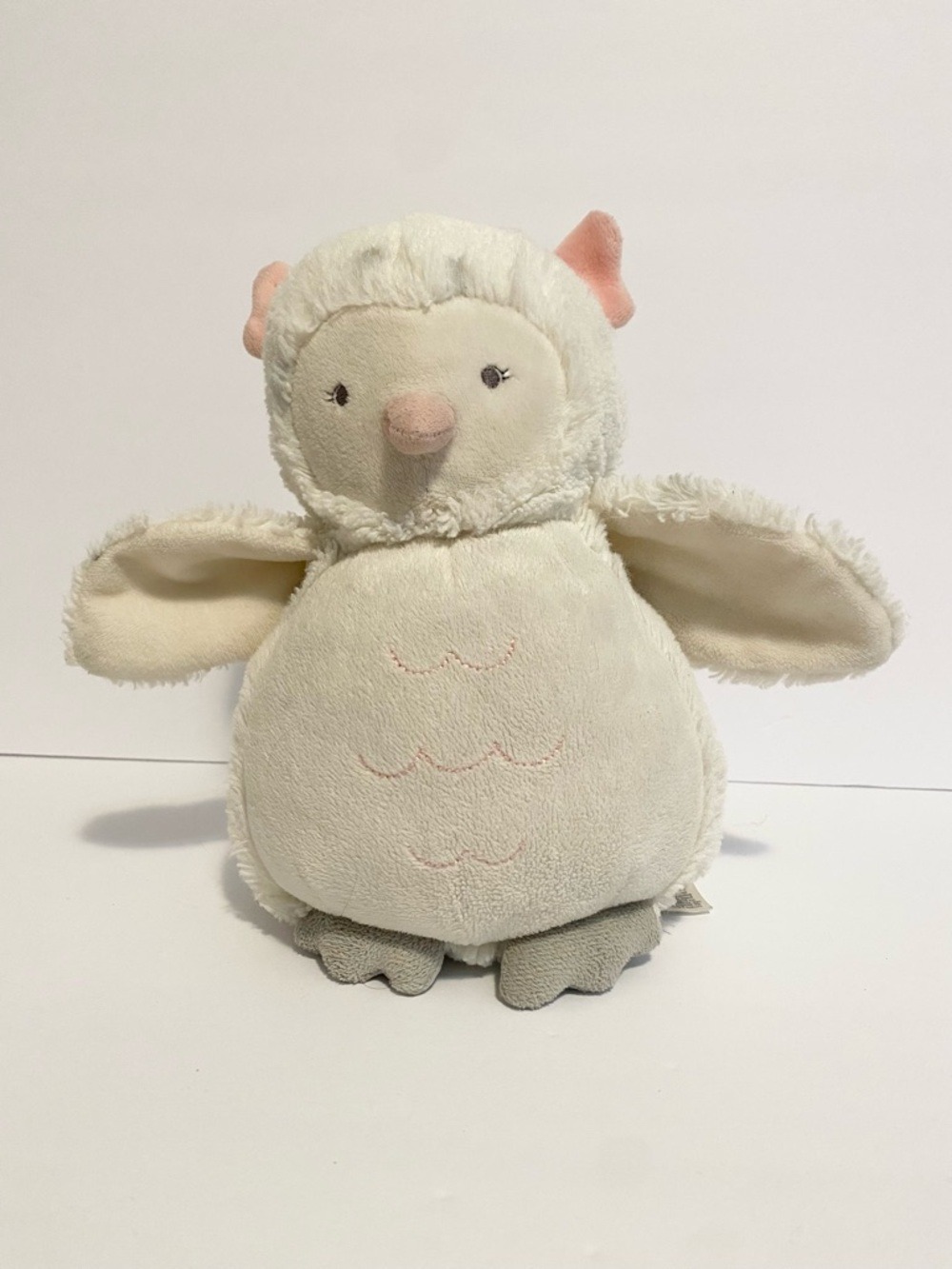 Carters Owl Plush White Pink Spotted Grey Baby Girl Lovey Stuffed Animal Toy 8”
